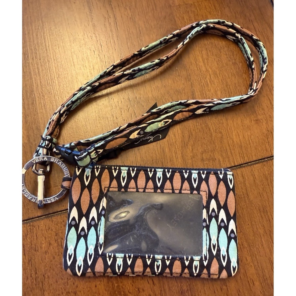 Vera Bradley Sierra Stream Zip ID card holder and lanyard-New without tags - Picture 1 of 5